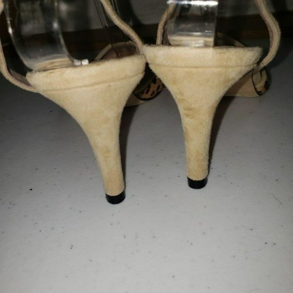 Carmen Salas Calf hair Sling Back Leopard Heels SZ 38 (US 7-7.5) Anthropologie - Picture 5 of 11